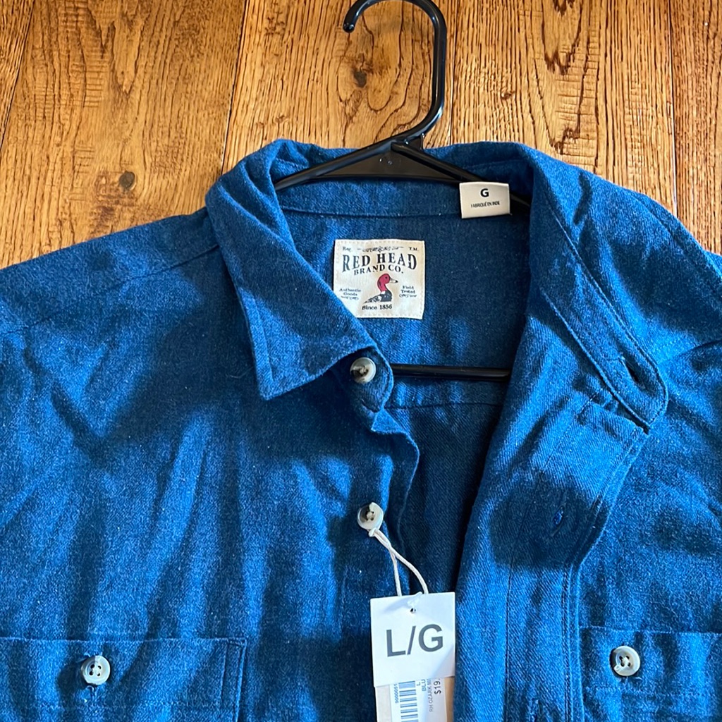 Red Head Brand Co. Ripstop Brand New Blue Button Up Shirt